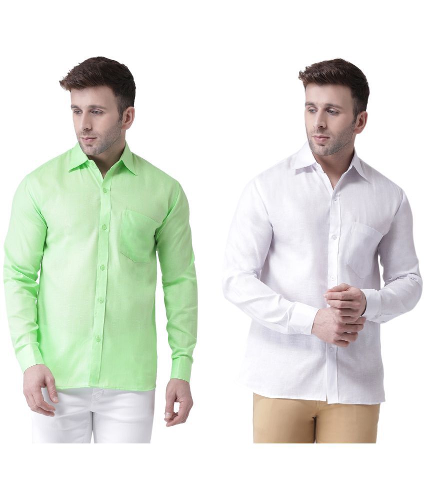     			RIAG 100% Cotton Regular Fit Self Design Full Sleeves Men's Casual Shirt - Off White ( Pack of 2 )