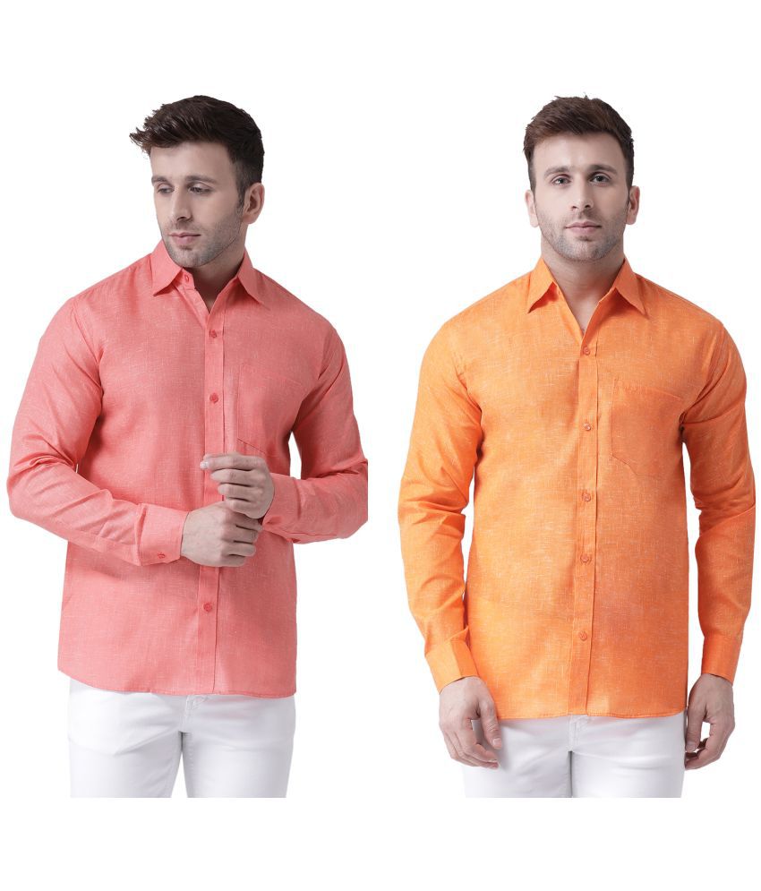     			RIAG 100% Cotton Regular Fit Solids Full Sleeves Men's Casual Shirt - Orange ( Pack of 2 )