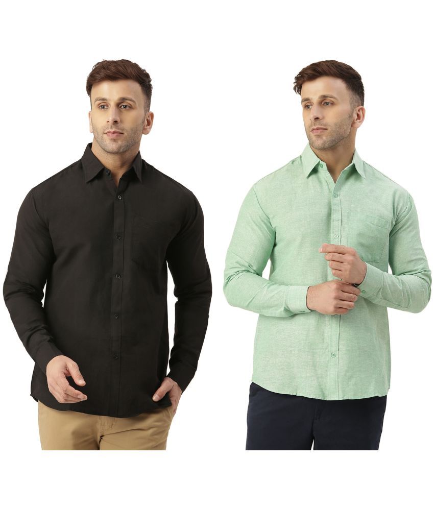     			RIAG 100% Cotton Regular Fit Solids Full Sleeves Men's Casual Shirt - Green ( Pack of 2 )