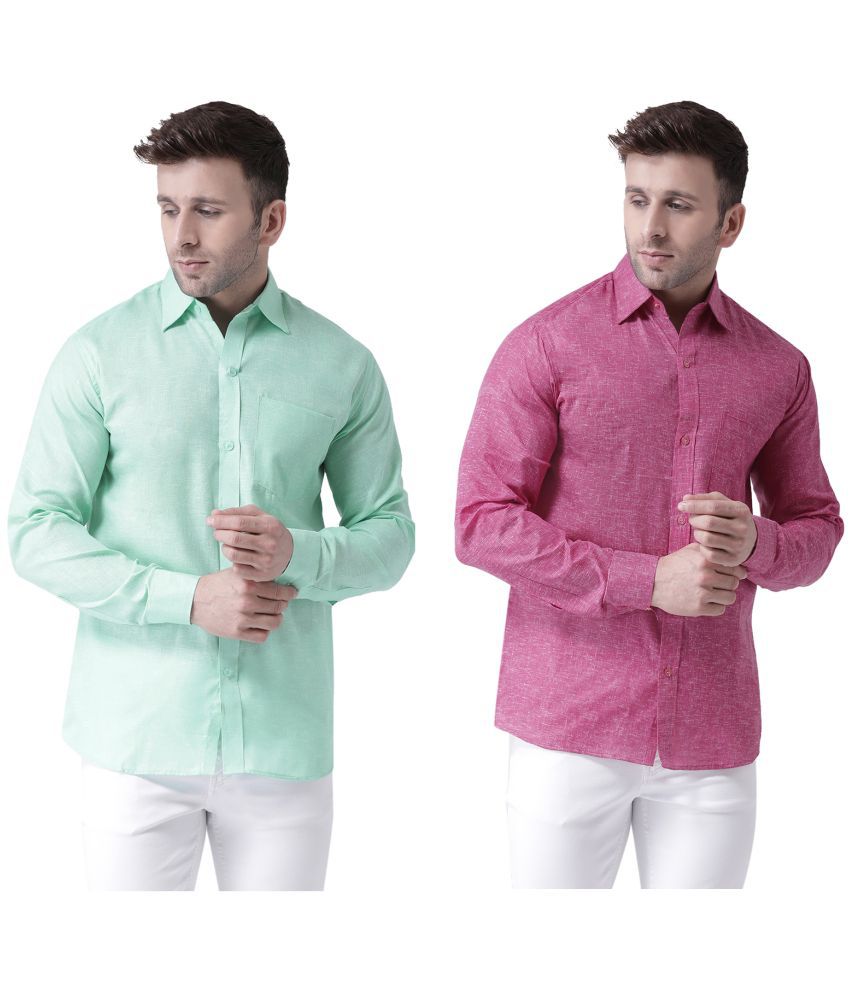     			RIAG 100% Cotton Regular Fit Solids Full Sleeves Men's Casual Shirt - Magenta ( Pack of 2 )