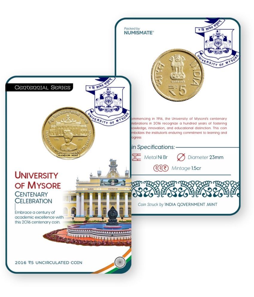     			Rs.5 UNIVERSITY OF MYSORE Commemorative Coin Card – Special Edition