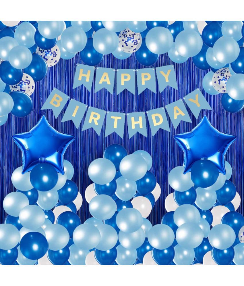     			Urban classic Blue Birthday Decoration Items - Set of 50 Pcs | Happy Birthday Decoration For Boys, Mens | Silver, White, Blue Balloon Decoration For Birthday (Light & Dark Blue-White)