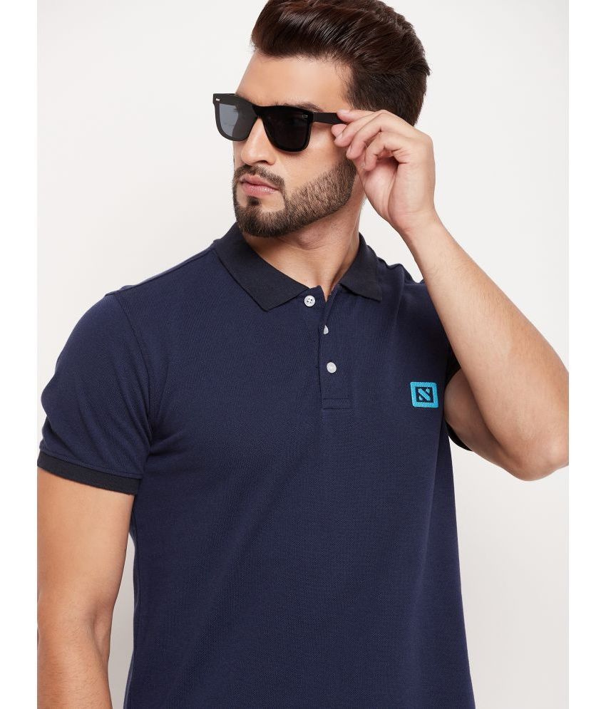     			XFOX Cotton Blend Regular Fit Solid Half Sleeves Men's Polo T Shirt - Navy Blue ( Pack of 1 )