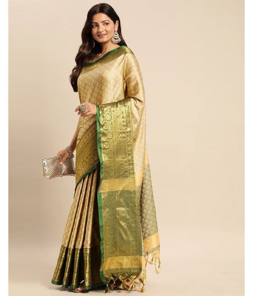     			Apnisha Cotton Silk Embellished Saree With Blouse Piece - Green ( Pack of 1 )