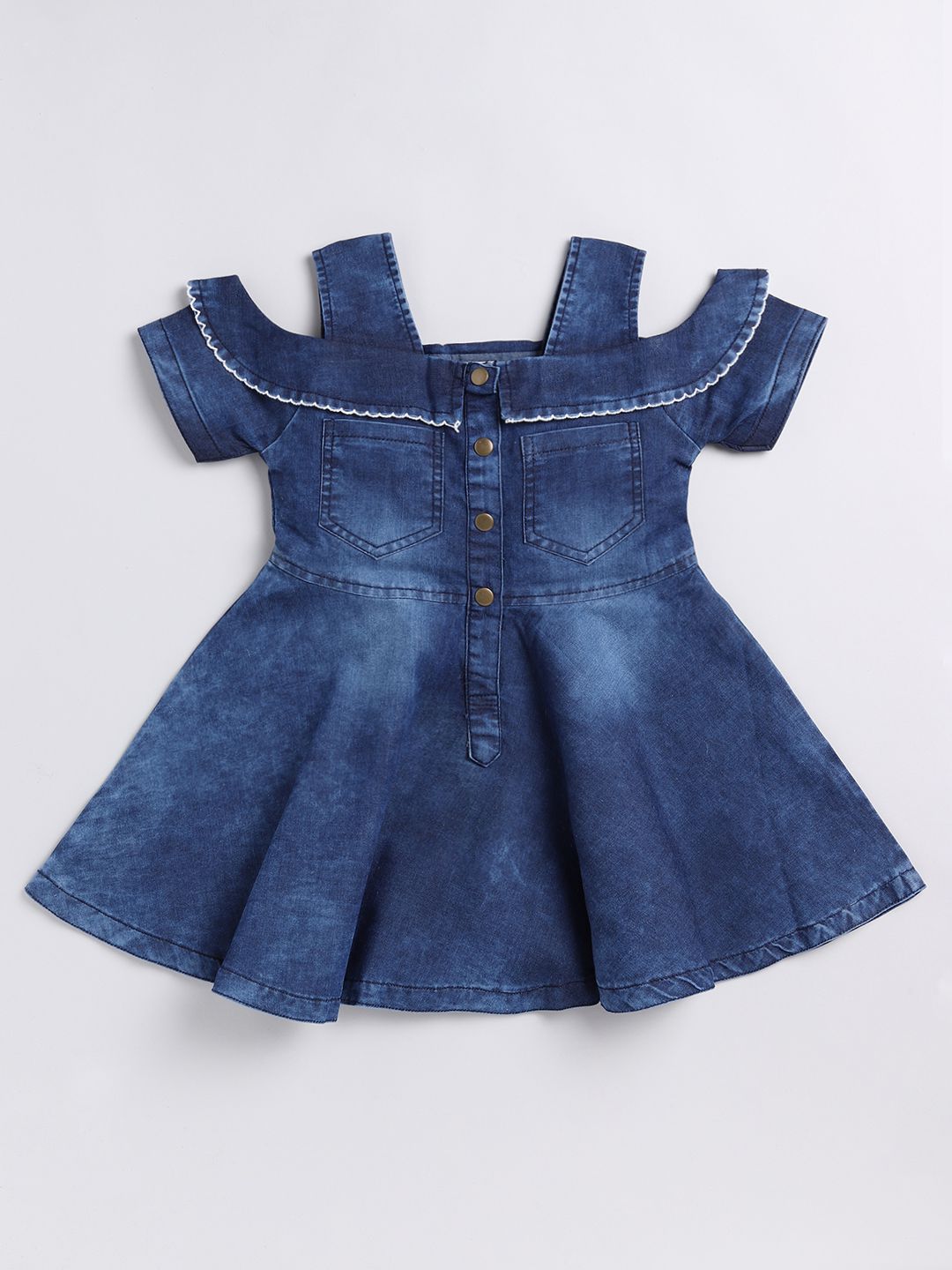     			DENIKID Blue Cotton Baby Girl Frock ( Pack of 1 )