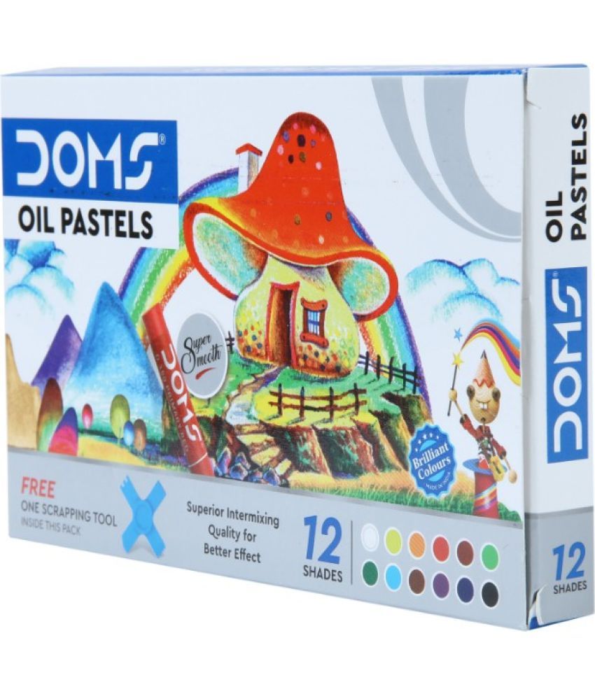     			DOMS Non-Toxic 9mm Oil Pastel Set in Cardboard Box (Set of 12, Multicolor)