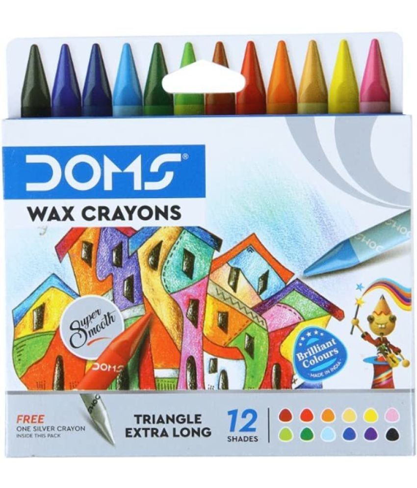     			DOMS Non-Toxic Triangle Extra Long Wax Crayons Set in Cardboard Box (Set of 156, Multicolor)