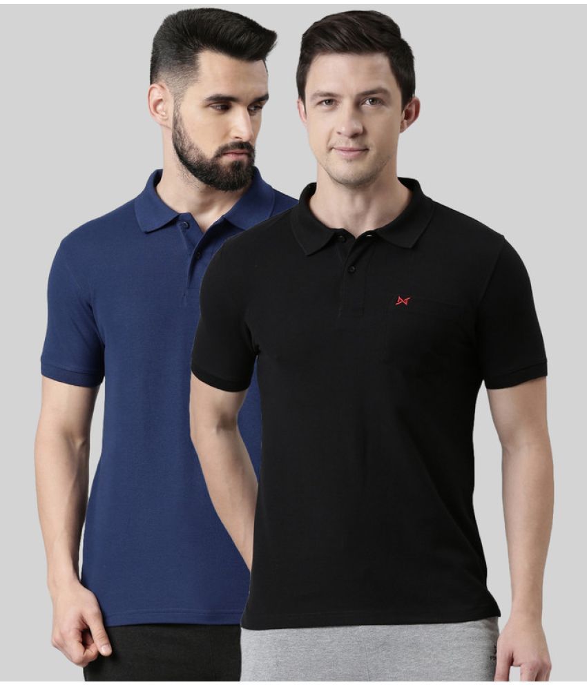     			Force NXT Cotton Blend Regular Fit Solid Half Sleeves Men's Polo T Shirt - Multicolor ( Pack of 2 )