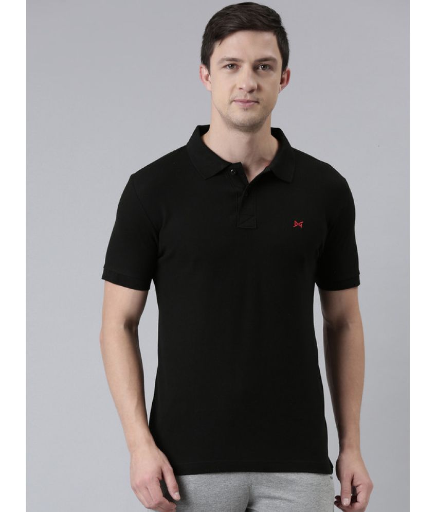     			Force NXT Cotton Blend Regular Fit Solid Half Sleeves Men's Polo T Shirt - Black ( Pack of 1 )