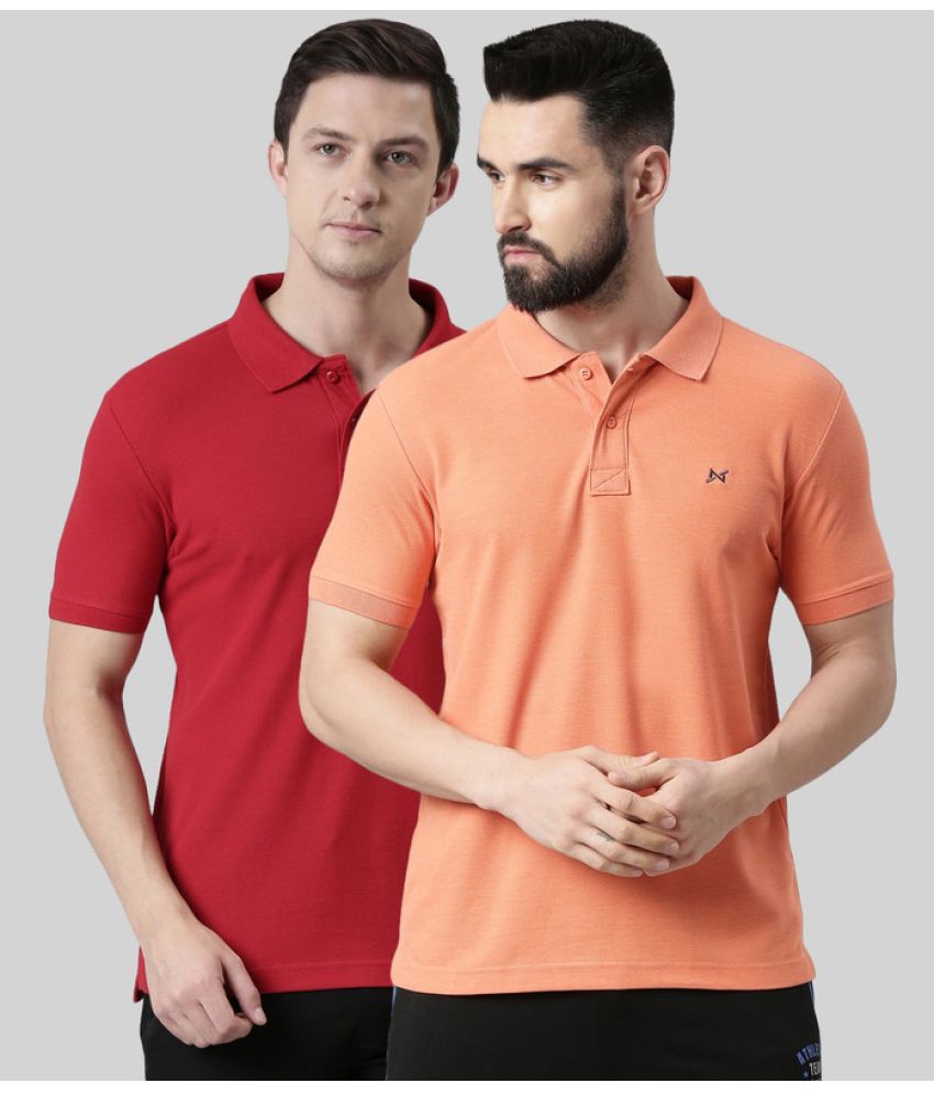     			Force NXT Cotton Blend Regular Fit Solid Half Sleeves Men's Polo T Shirt - Multicolor ( Pack of 2 )