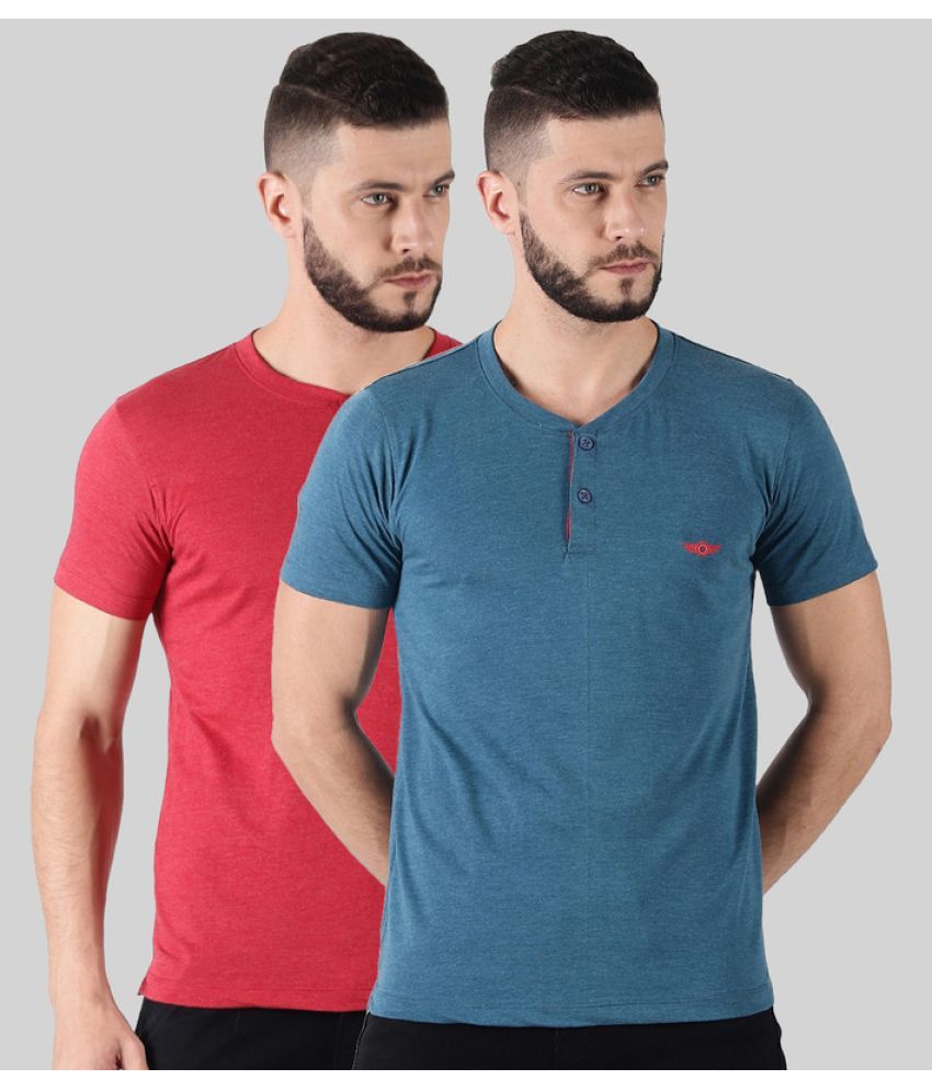     			Force NXT Cotton Blend Regular Fit Solid Half Sleeves Men's T-Shirt - Multicolor ( Pack of 2 )