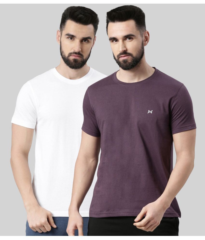     			Force NXT Cotton Blend Regular Fit Solid Half Sleeves Men's T-Shirt - Multicolor ( Pack of 2 )