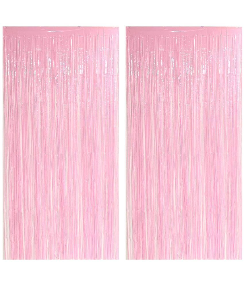     			Fringe Pastel Pink Foil Curtain (Pack of 2) for Backdrop Birthday Anniversary Wedding Bachelorette Party Decoration, Kit, Combo