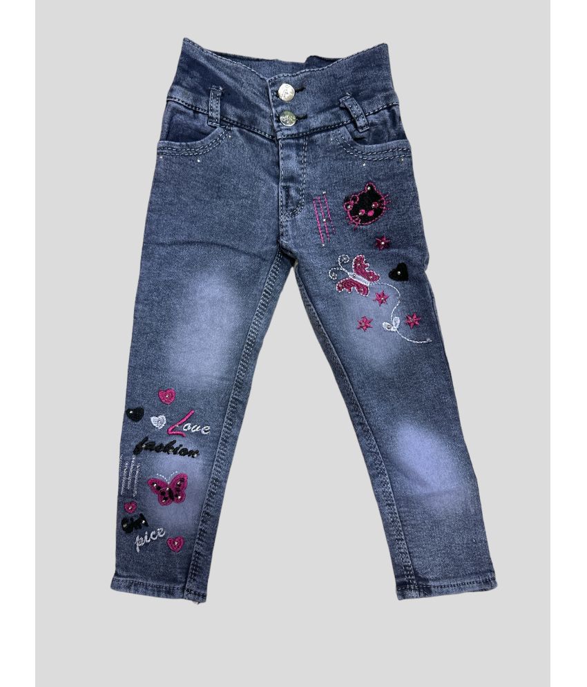     			ICONIC ME Kids Girls Printed Worked Jeans