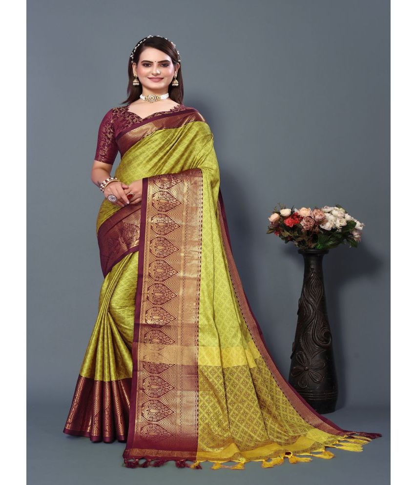     			JULEE Cotton Silk Embellished Saree With Blouse Piece - Multicolor ( Pack of 1 )