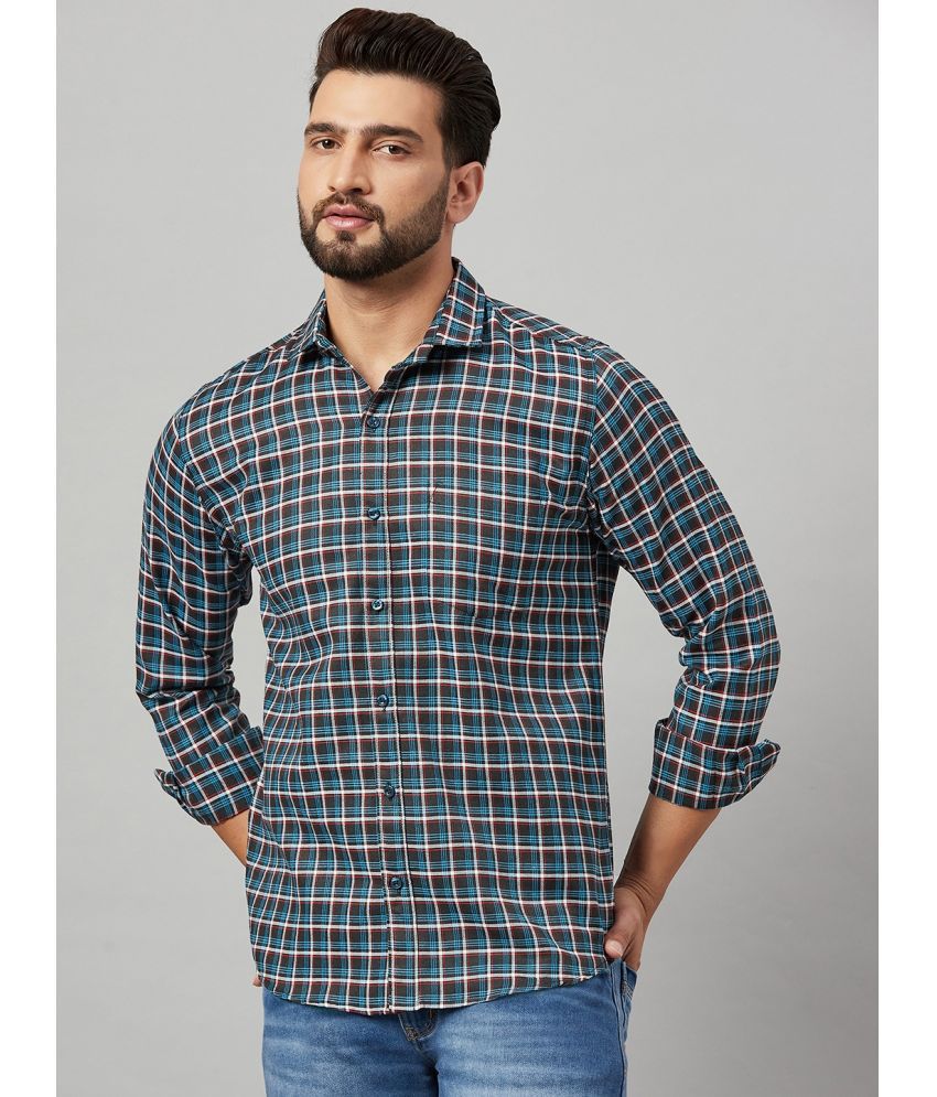     			KIBIT Cotton Blend Slim Fit Checks Full Sleeves Men's Casual Shirt - Orange ( Pack of 1 )