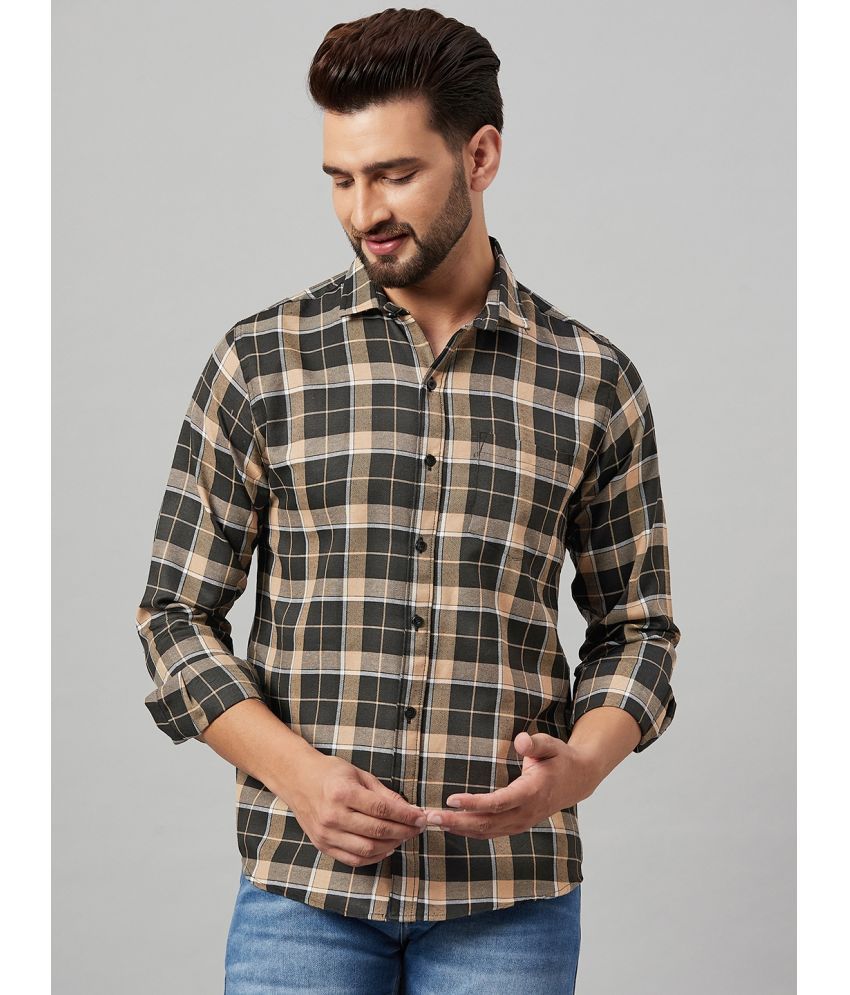     			KIBIT Cotton Blend Slim Fit Checks Full Sleeves Men's Casual Shirt - Beige ( Pack of 1 )