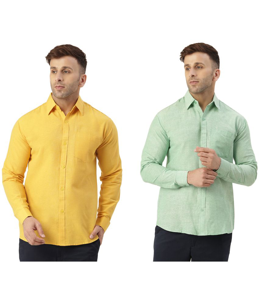     			KLOSET By RIAG 100% Cotton Regular Fit Solids Full Sleeves Men's Casual Shirt - Green ( Pack of 2 )