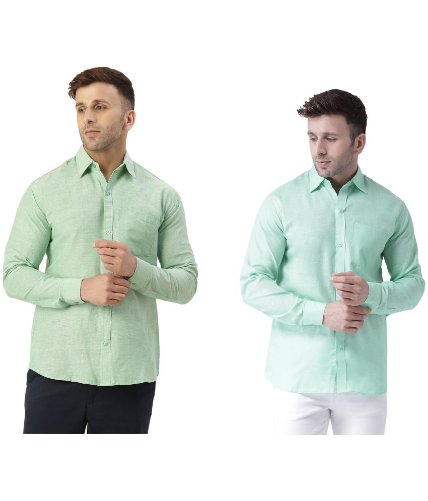     			KLOSET By RIAG 100% Cotton Regular Fit Self Design Full Sleeves Men's Casual Shirt - Turquoise ( Pack of 2 )