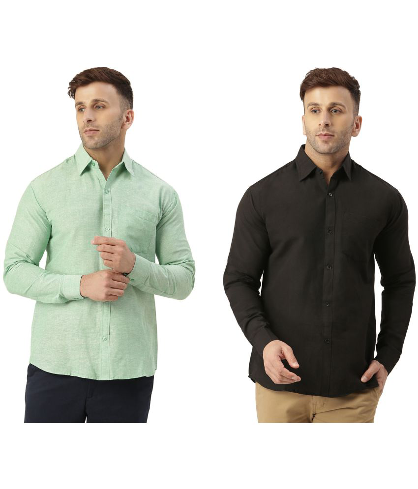     			KLOSET By RIAG 100% Cotton Regular Fit Solids Full Sleeves Men's Casual Shirt - Black ( Pack of 2 )