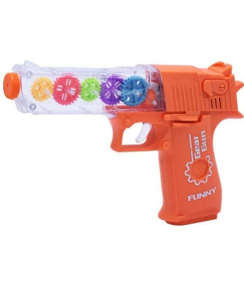     			RAINBOW RIDERS Colourful Electric Gear Transparent Gun Toy I Flashing Light & Sound Concept Gun Toy with Music I boys Girls Toys For Age 2, 3, 4, 5, 6, 7, 8 Years  I Gun Pistol I Kids Gun Toys I for Indoor & Outdoor Plastic Battery Operated Gun