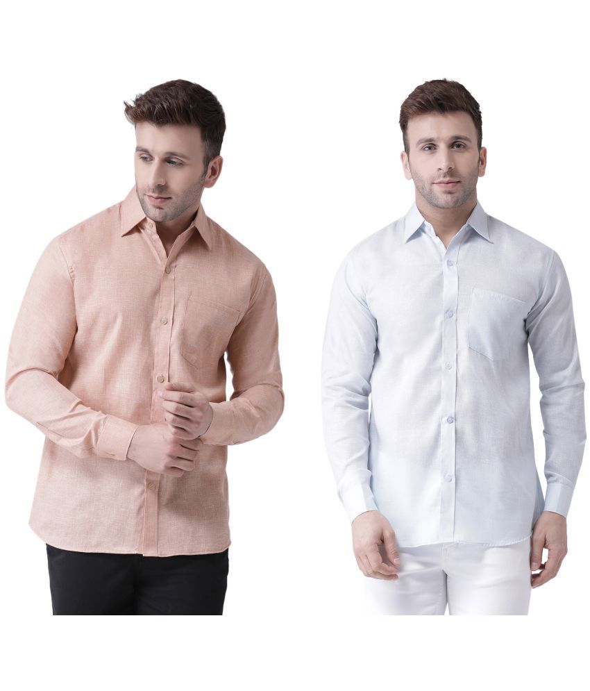     			RIAG 100% Cotton Regular Fit Solids Full Sleeves Men's Casual Shirt - Off-White ( Pack of 2 )
