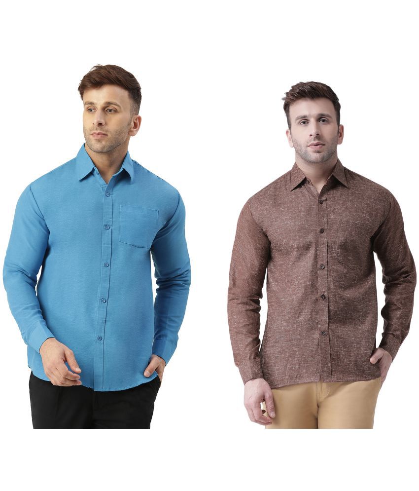     			RIAG 100% Cotton Regular Fit Solids Full Sleeves Men's Casual Shirt - Brown ( Pack of 2 )