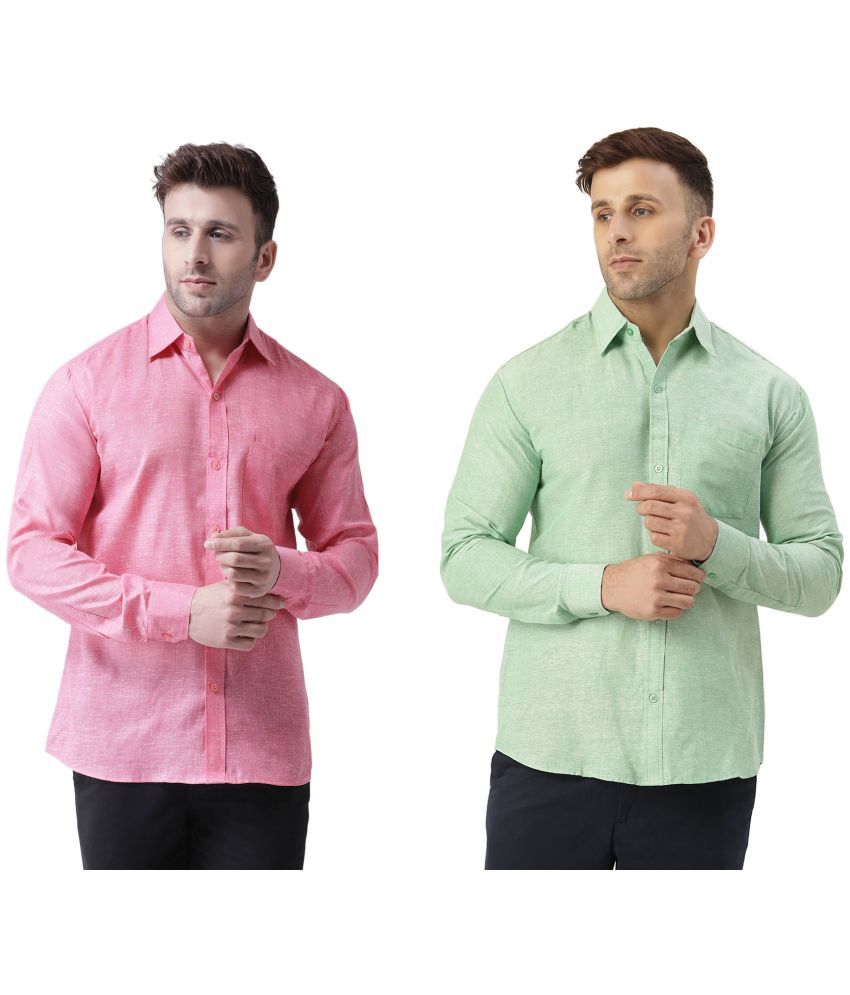     			RIAG 100% Cotton Regular Fit Solids Full Sleeves Men's Casual Shirt - Green ( Pack of 2 )