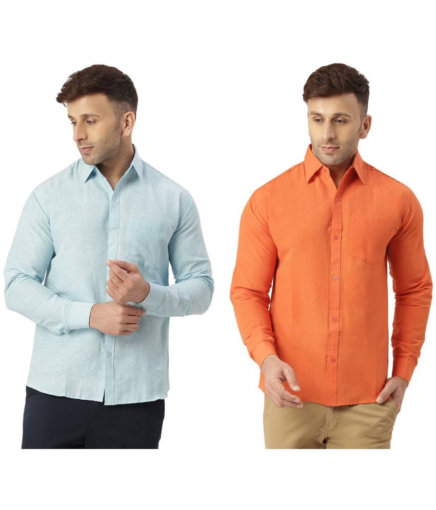     			RIAG 100% Cotton Regular Fit Solids Full Sleeves Men's Casual Shirt - Orange ( Pack of 2 )