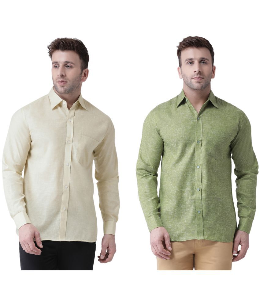     			RIAG 100% Cotton Regular Fit Solids Full Sleeves Men's Casual Shirt - Olive ( Pack of 2 )