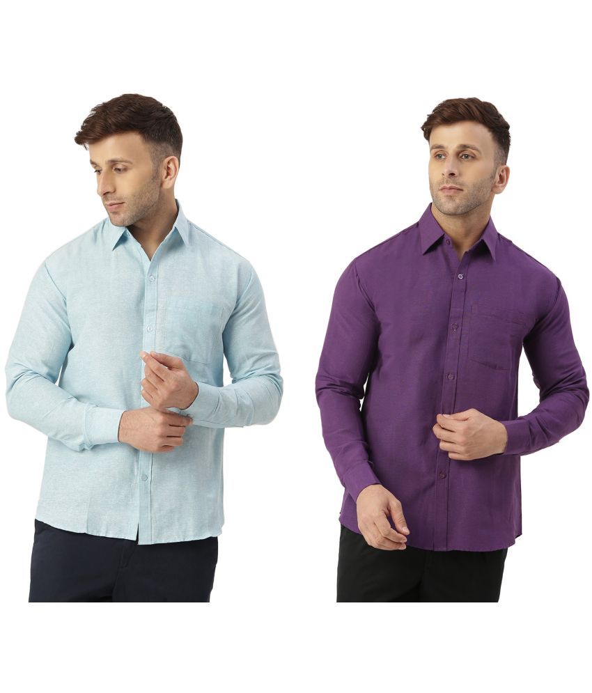     			RIAG 100% Cotton Regular Fit Solids Full Sleeves Men's Casual Shirt - Purple ( Pack of 2 )