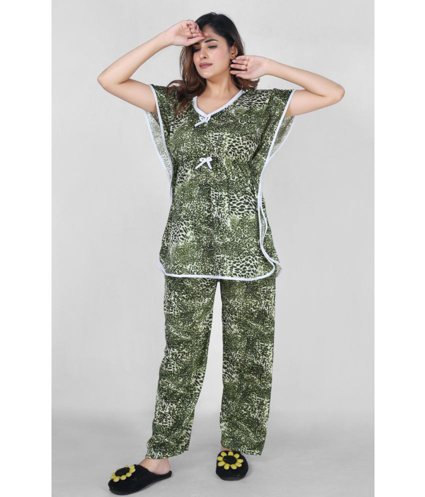     			RRIDHIMA Green Satin Women's Nightwear Nightsuit Sets ( Pack of 1 )