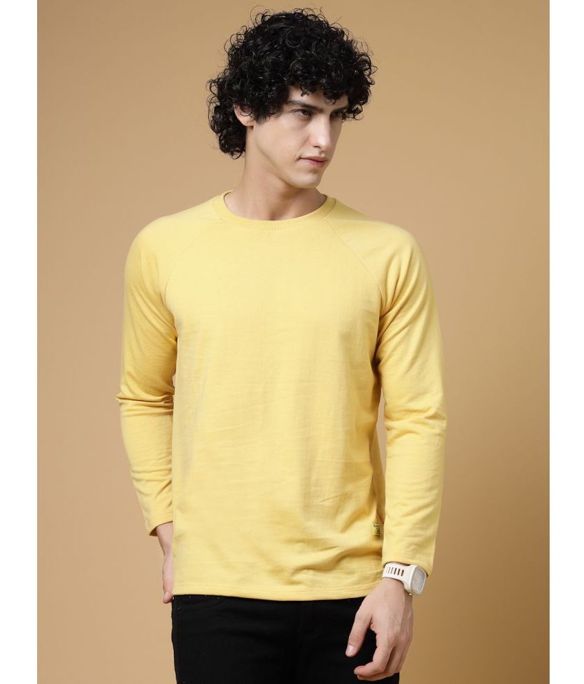     			Rigo Cotton Blend Regular Fit Printed Full Sleeves Men's T-Shirt - Yellow ( Pack of 1 )