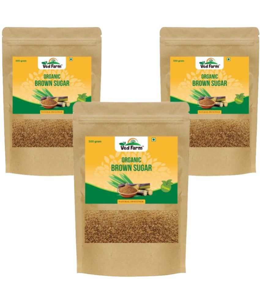     			ved farm 100% Vegan Unrefined Raw Organic Brown Sugar Crystal 500 g Pack of 3