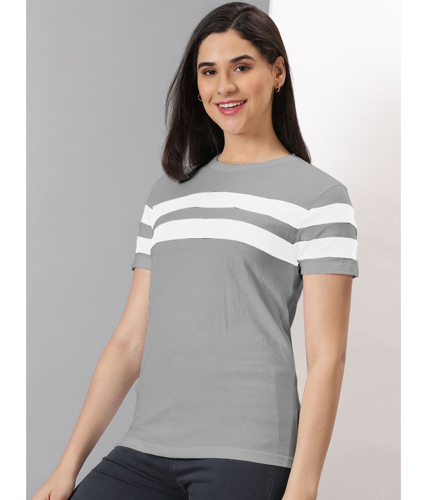     			AUSK Grey Cotton Blend Regular Fit Women's T-Shirt ( Pack of 1 )