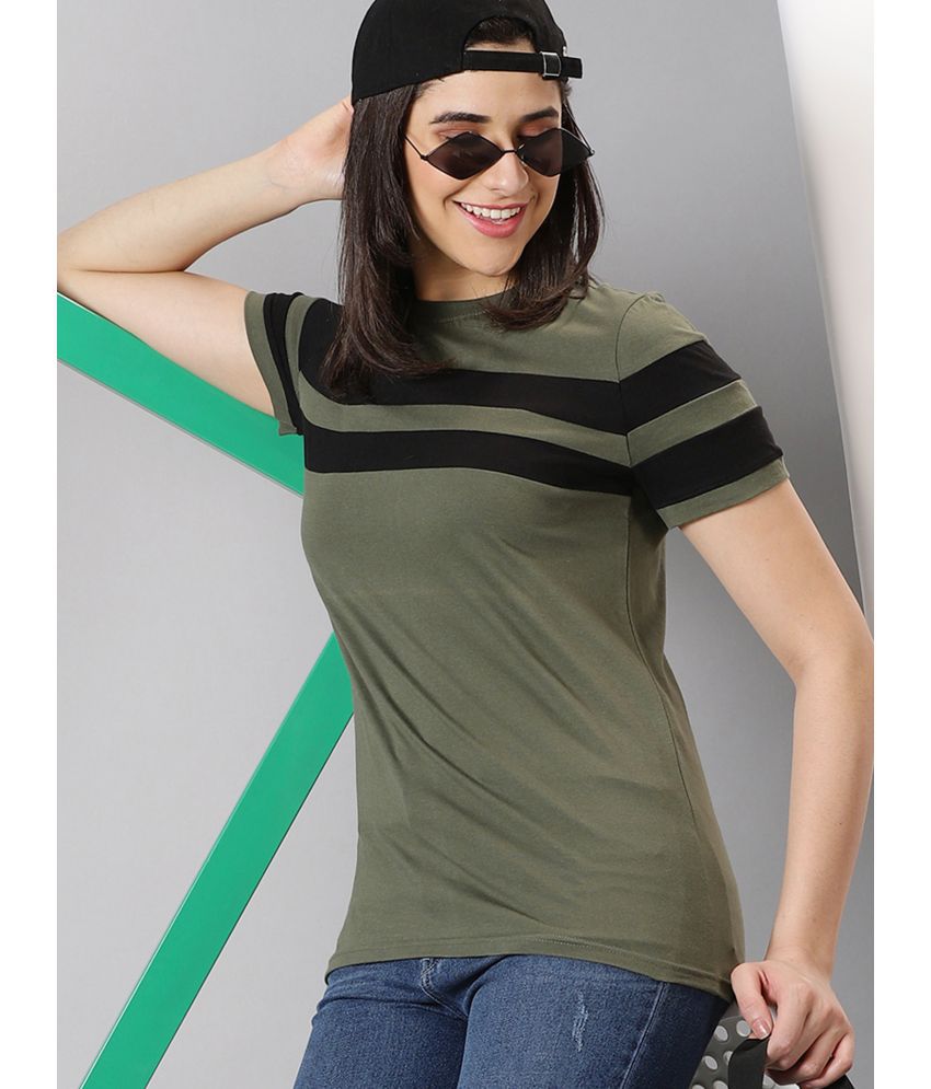     			AUSK Olive Cotton Blend Regular Fit Women's T-Shirt ( Pack of 1 )