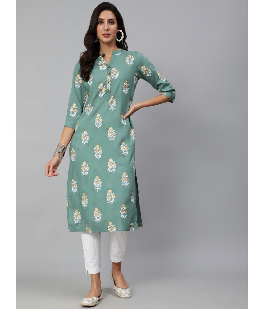     			Antaran Cotton Printed Straight Women's Kurti - Green ( Pack of 1 )