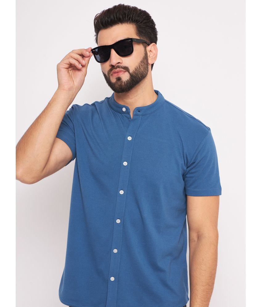     			GET GOLF Cotton Blend Regular Fit Solids Half Sleeves Men's Casual Shirt - Blue ( Pack of 1 )