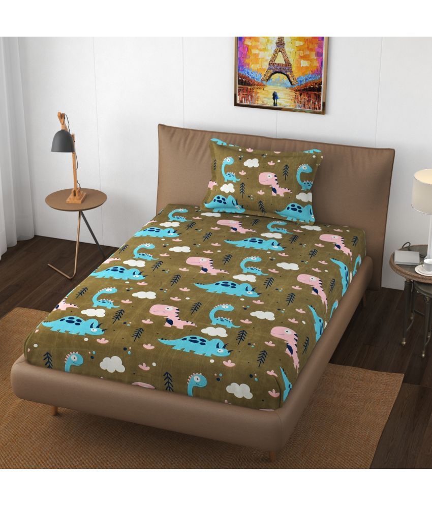     			HIDECOR Microfiber Animal Single Bedsheet with 1 Pillow Cover - brown