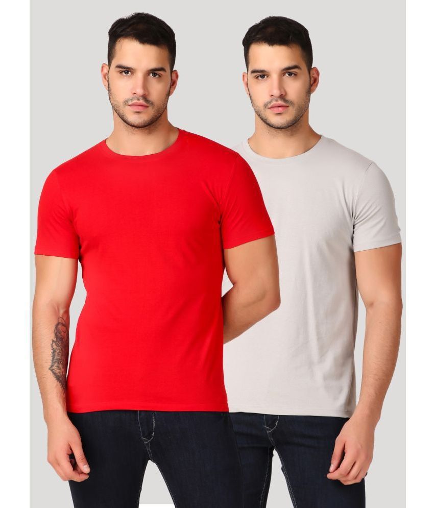     			Inner Element 100% Cotton Regular Fit Solid Half Sleeves Men's T-Shirt - Multicolor ( Pack of 2 )