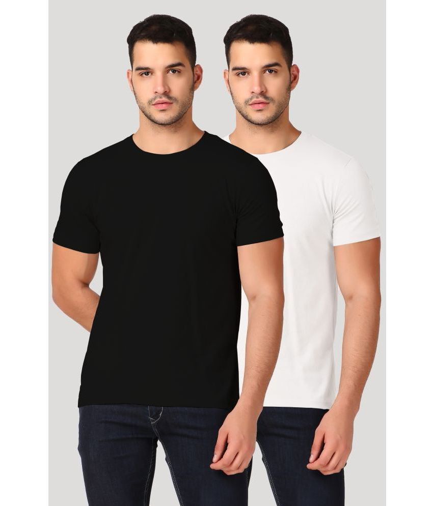     			Inner Element 100% Cotton Regular Fit Solid Half Sleeves Men's T-Shirt - Multicolor ( Pack of 2 )