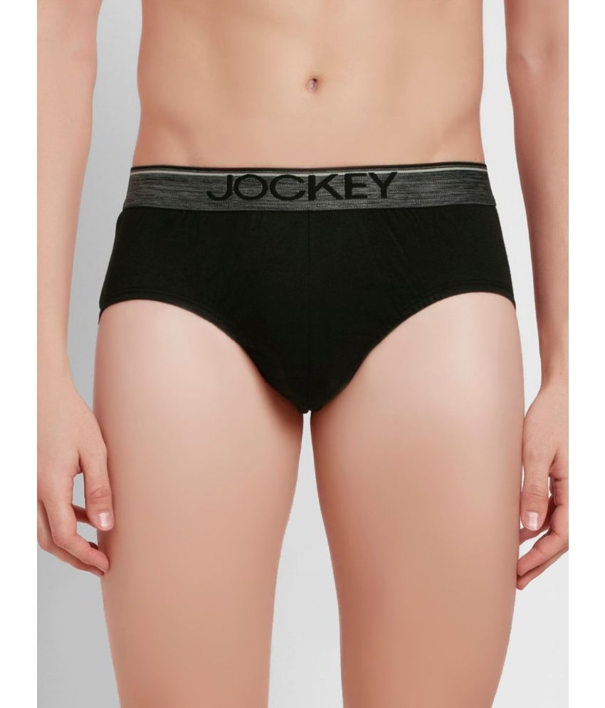     			Jockey 8037 Men Super Combed Cotton Solid Brief with Ultrasoft Waistband - Black (Pack of 2)