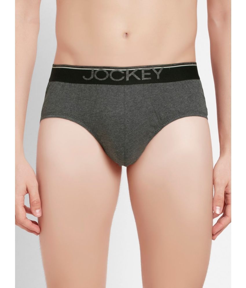     			Jockey 8037 Men Super Combed Cotton Solid Brief with Ultrasoft Waistband - Charcoal Melange