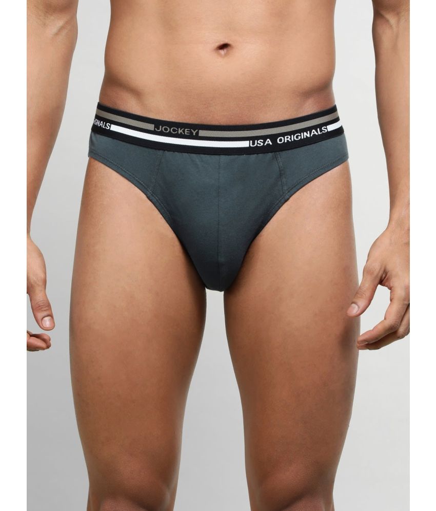     			Jockey US49 Men Super Combed Cotton Solid Brief with Ultrasoft Waistband - Graphite