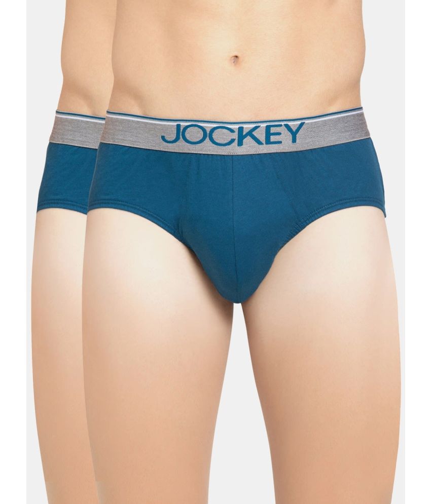     			Jockey 8037 Men Super Combed Cotton Solid Brief with Ultrasoft Waistband - Seaport Teal (Pack of 2)