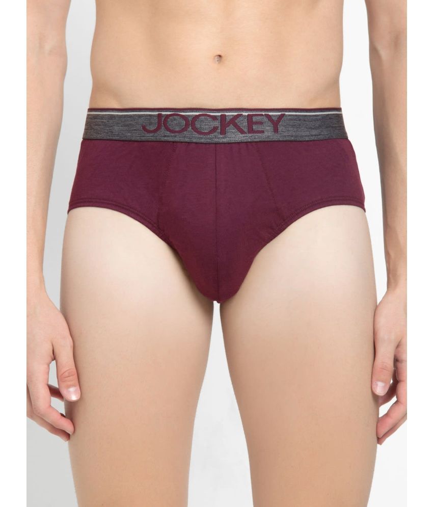     			Jockey 8037 Men Super Combed Cotton Solid Brief with Ultrasoft Waistband - Wine Tasting