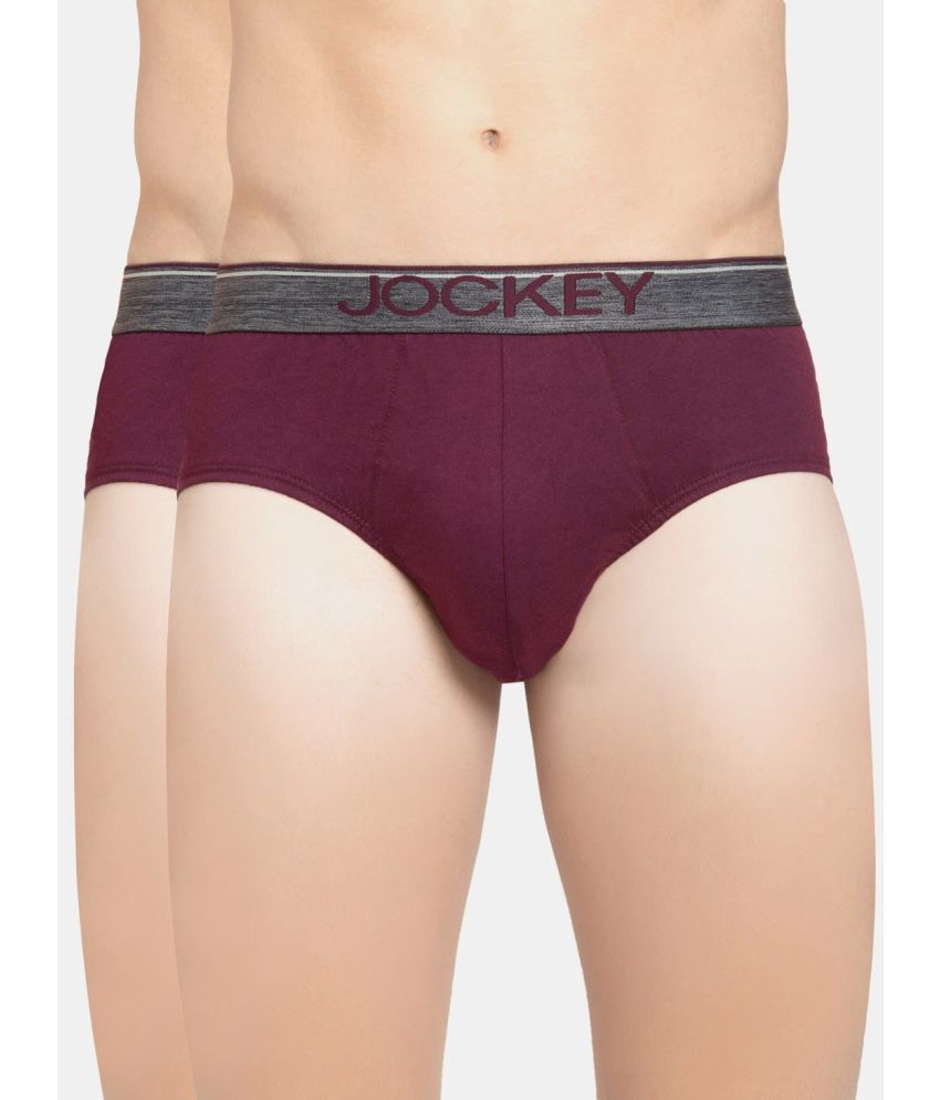     			Jockey 8037 Men Super Combed Cotton Solid Brief with Ultrasoft Waistband - Wine Tasting (Pack of 2)