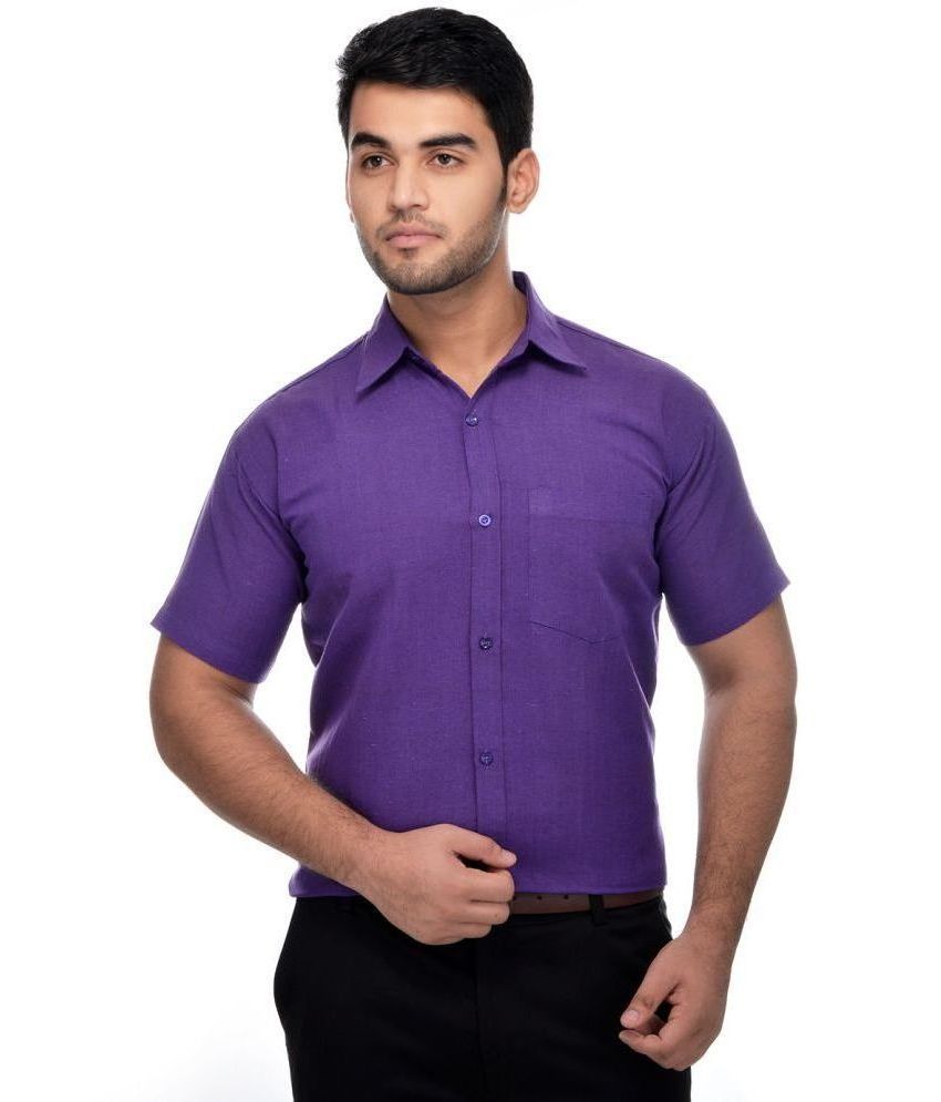     			KLOSET By RIAG 100% Cotton Regular Fit Self Design Half Sleeves Men's Casual Shirt - Purple ( Pack of 1 )