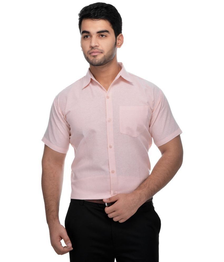     			KLOSET By RIAG 100% Cotton Regular Fit Self Design Half Sleeves Men's Casual Shirt - Peach ( Pack of 1 )
