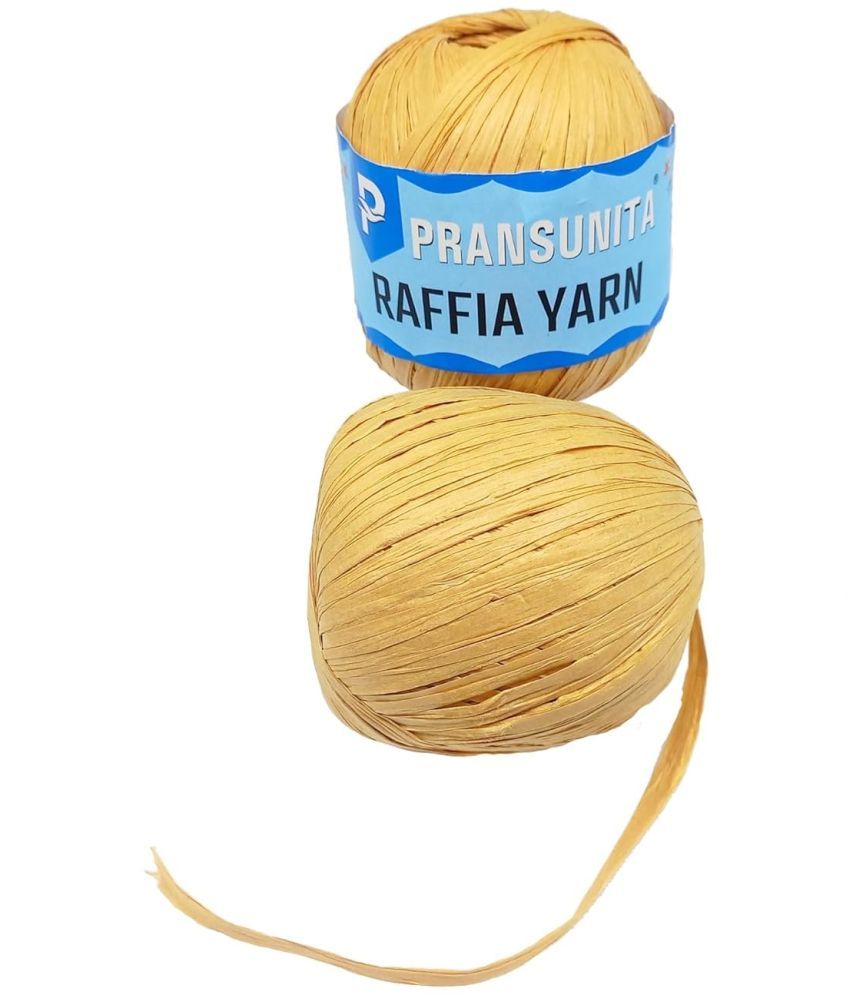     			PRANSUNITA Raffia Paper Ribbon Twine Yarn String Rope for Hand Knitting Crochet Gift Wrapping Christmas Florist DIY Gift Box Packing - Width 3 cm (70 MTS - 50 GMS)- 1 Roll